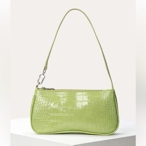 Light green lime arm bag faux croc leather baguette bag